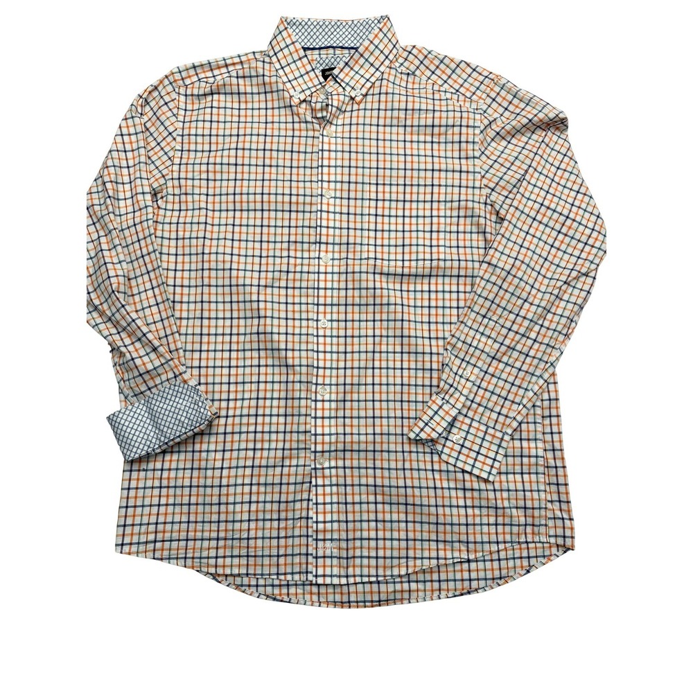 Johnston & Murphy Shirt Mens Large Multicolor Check Long Sleeve Button Up Casual